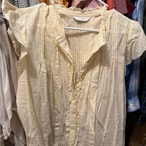 Lucky Brand Light Yellow Ruffled Cap Sleeve Blouse